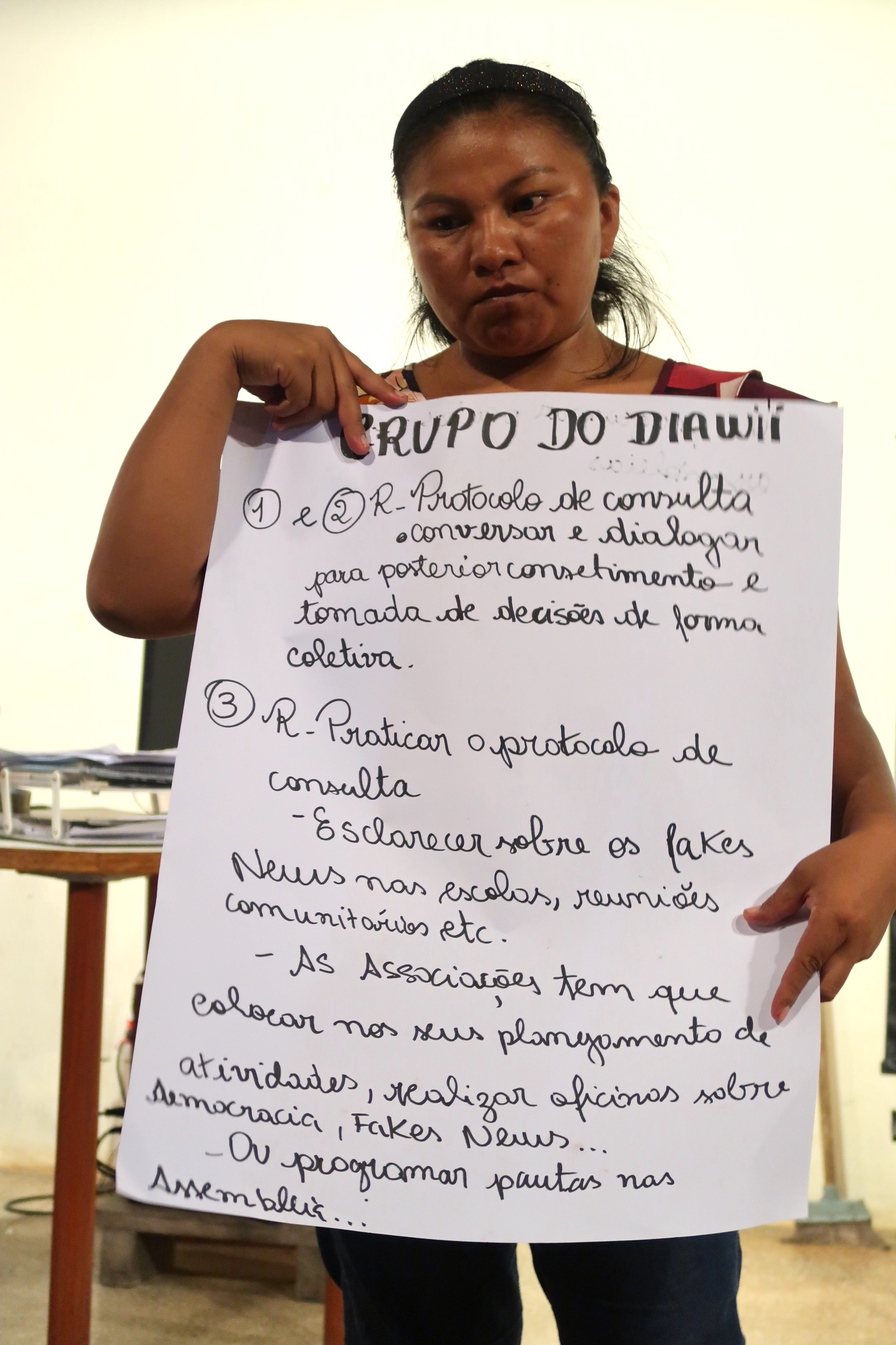 Larissa Duarte, do povo Tukano, sugeriu esclarecer sobre fake news nas escolas indígenas|Juliana Radler/ISA