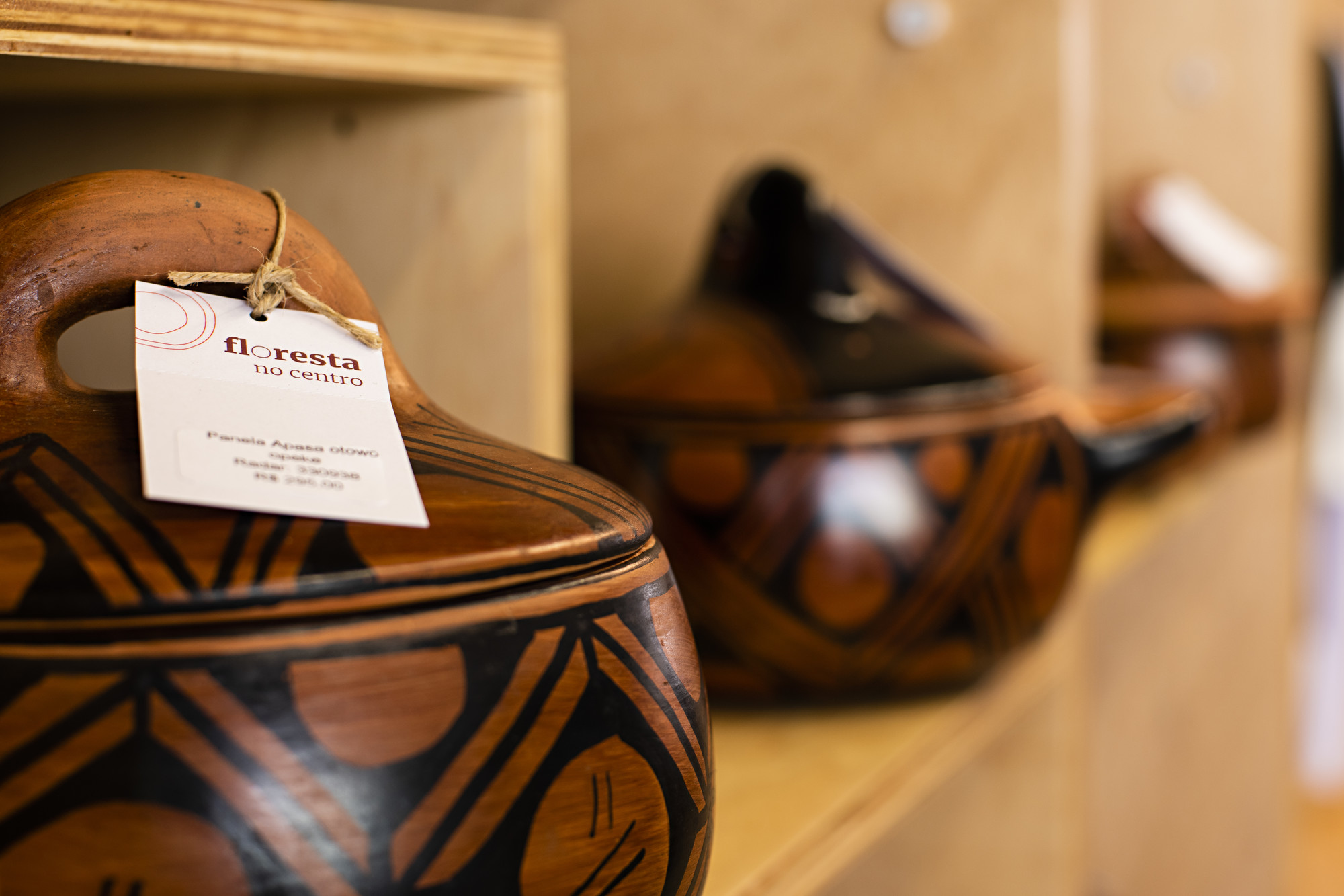 Handcrafted Xingu pots on display at the Floresta store in the Center | Claudio Tavares/ISA
