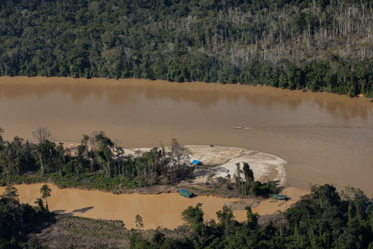 Mining on the Uraricoera River, Yanomami Indigenous Land