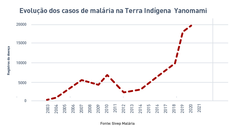 Evolution of malaria cases in Yanomami Land
