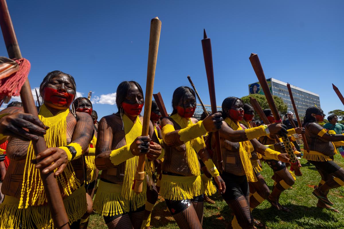 Mulheres do povo Kayapó durante a III Marcha das Mulheres Indígenas