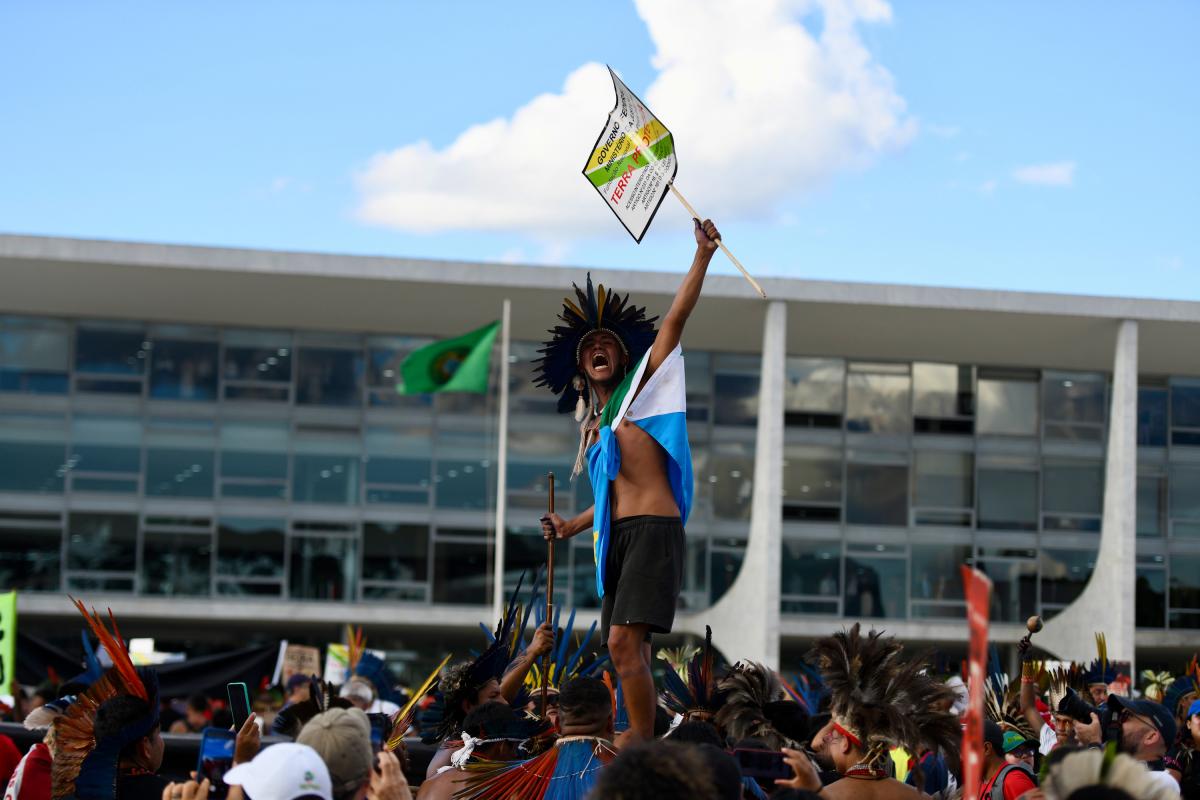 protest in front of the Doi Planalto Palace