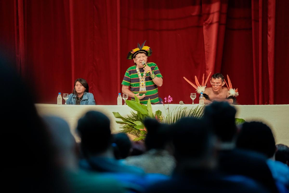 Davi Kopenawa durante evento na UFRR