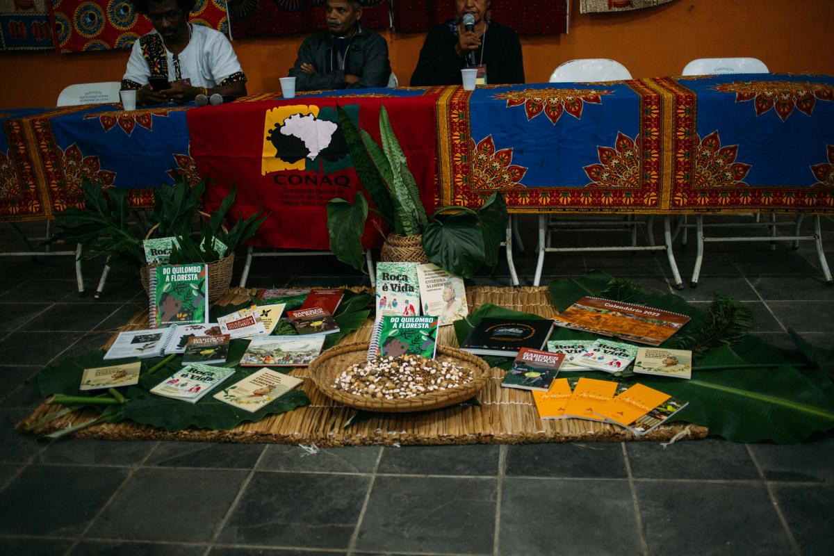 Livros expostos na abertura da 16 edição da Feira de Sementes 