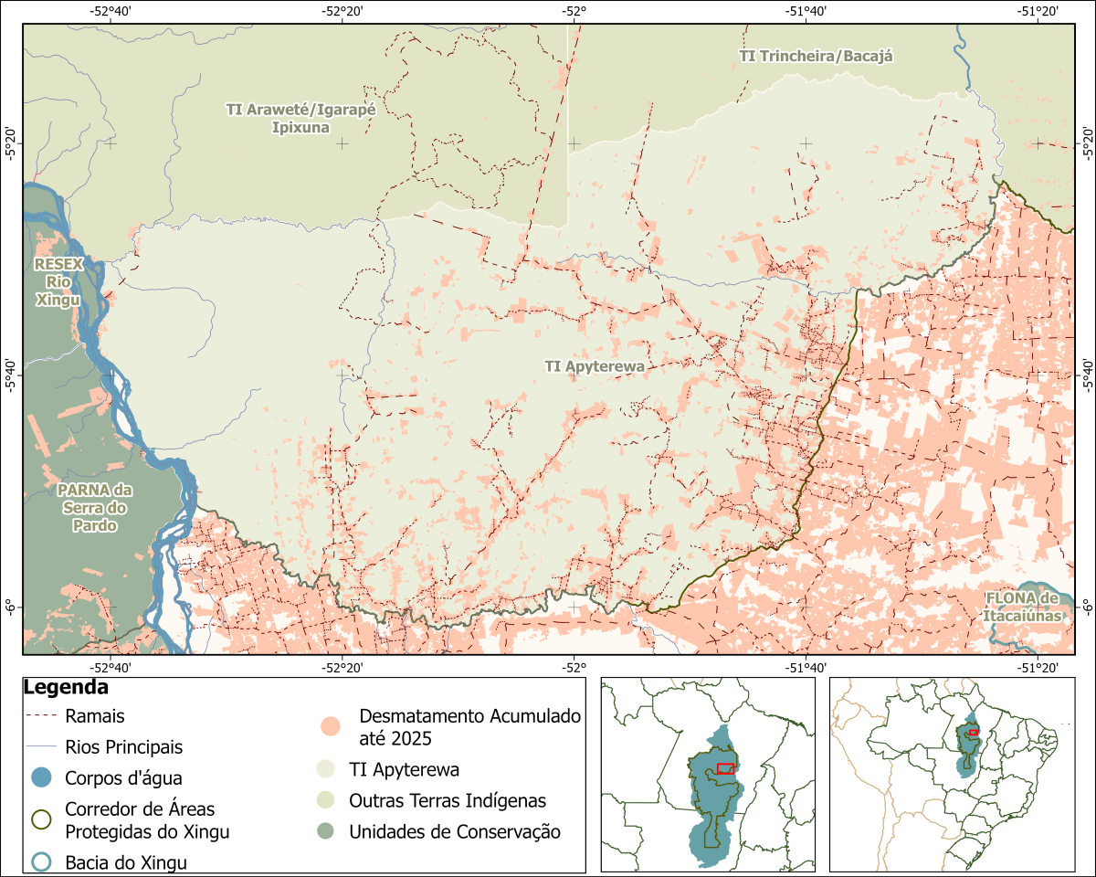 Mapa mostra área degradada na TI Apyterewa