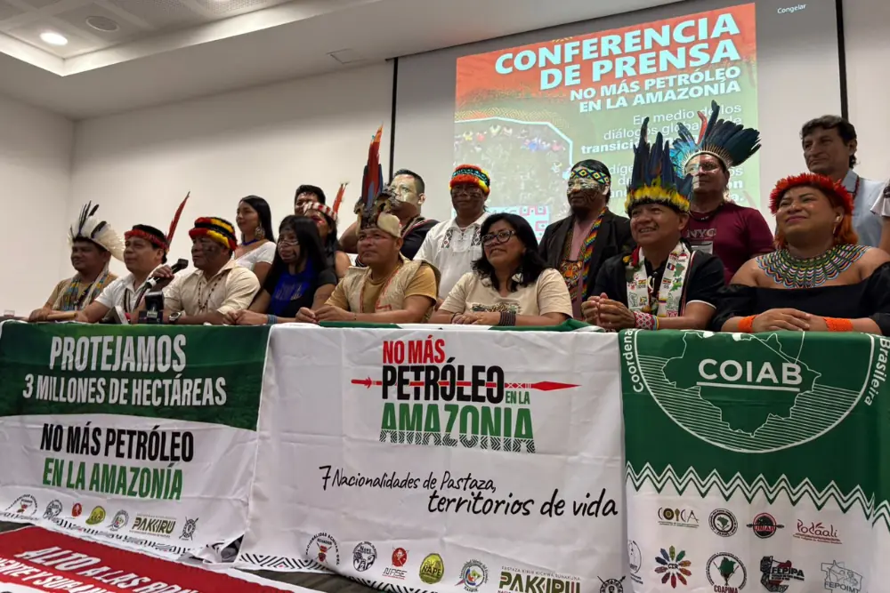 Lideranças indígenas durante coletiva de imprensa em Santa Marta|Divulgação Coaiab
