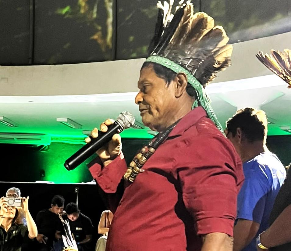 Sinédrio, da aldeia Jutaí, na TI Paraná do Boá-Boá no evento em Manaus | Natália Pimenta / ISA