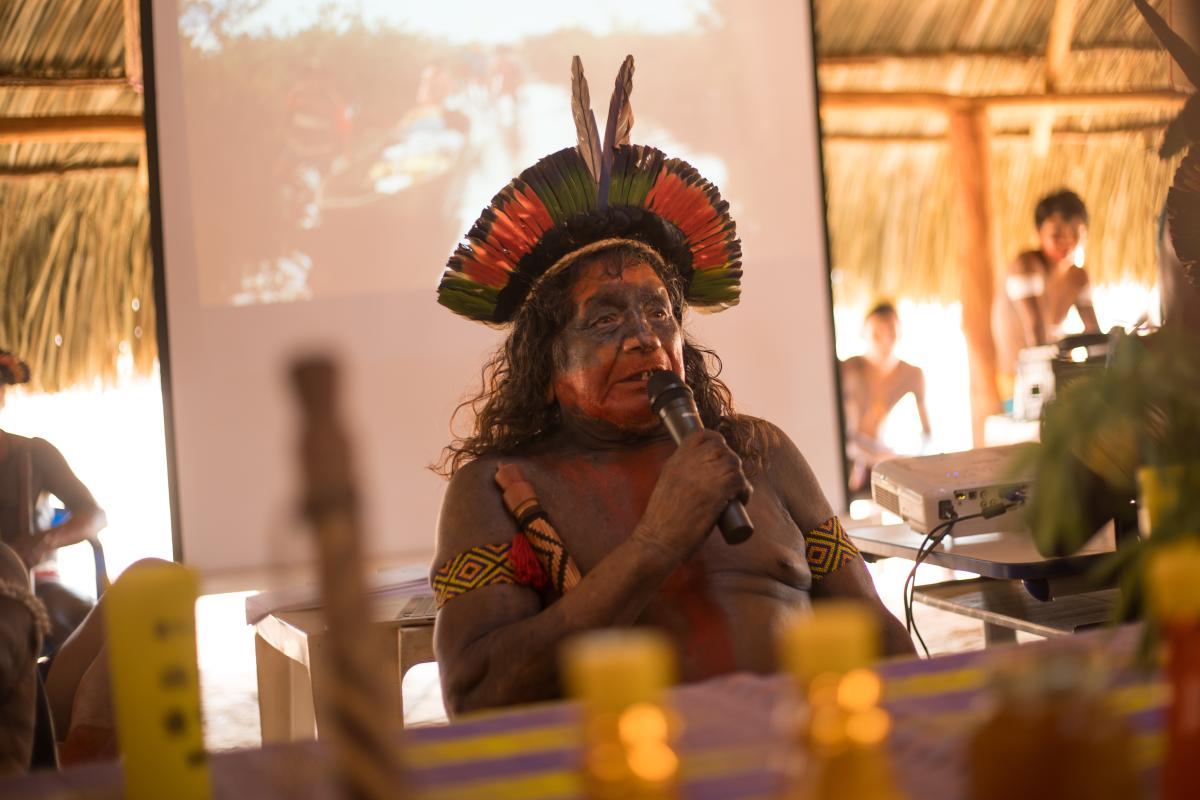 Khuiusi Khisêtjê, em evento no Território Indígena do Xingu, em 2019 | Christian Braga / ISA