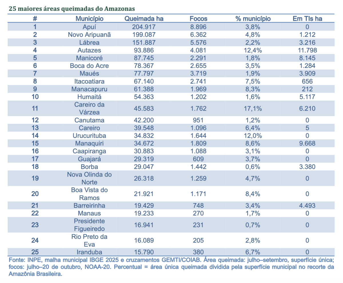 | Fonte: Estudo 'Fogo, fumaça e proteção dos territórios indígenas da Amazônia Brasileira: enfrentamento às emergências climáticas' (Coiab)