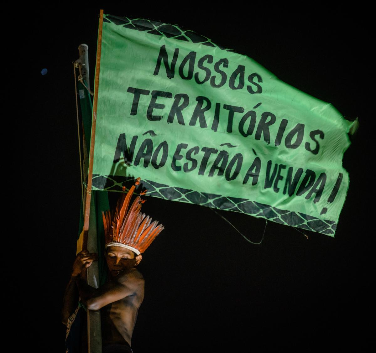 Manifestação durante o Acampamento Terra Livre, em 2022