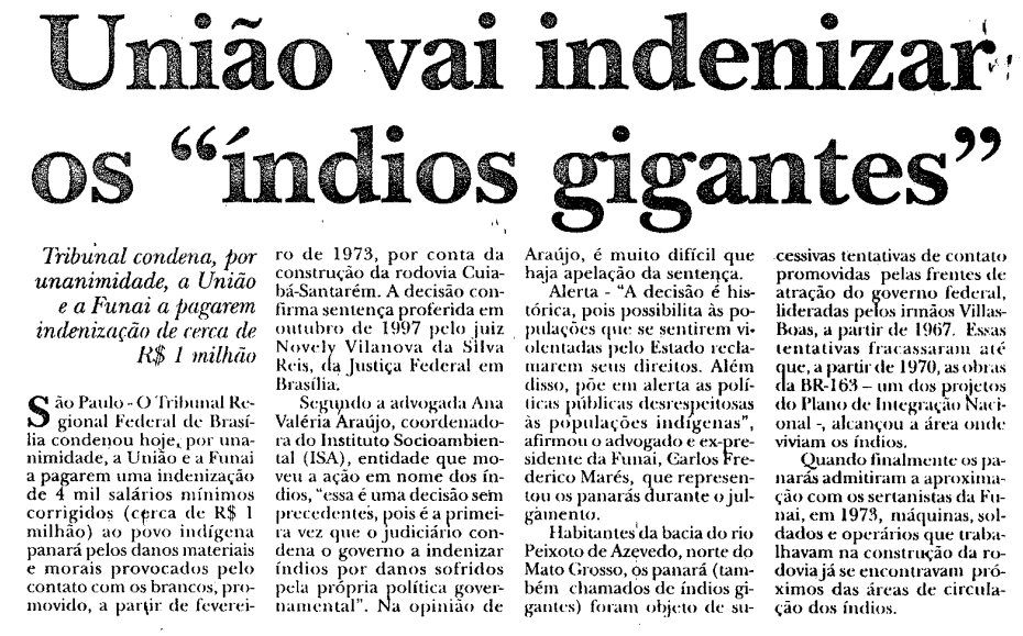 Recorte do dia 15 de setembro de 2000 do Diário da Amazônia