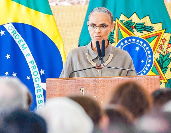 A ministra do Meio Ambiente, Marina Silva, fala durante cerimônia no Palácio do Planalto | Ricardo Stuckert / PR
